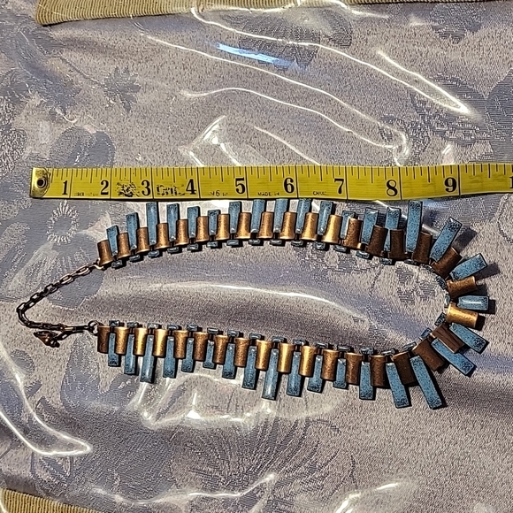 Vintage copper and blue Enamel speckled necklace - Picture 5 of 5